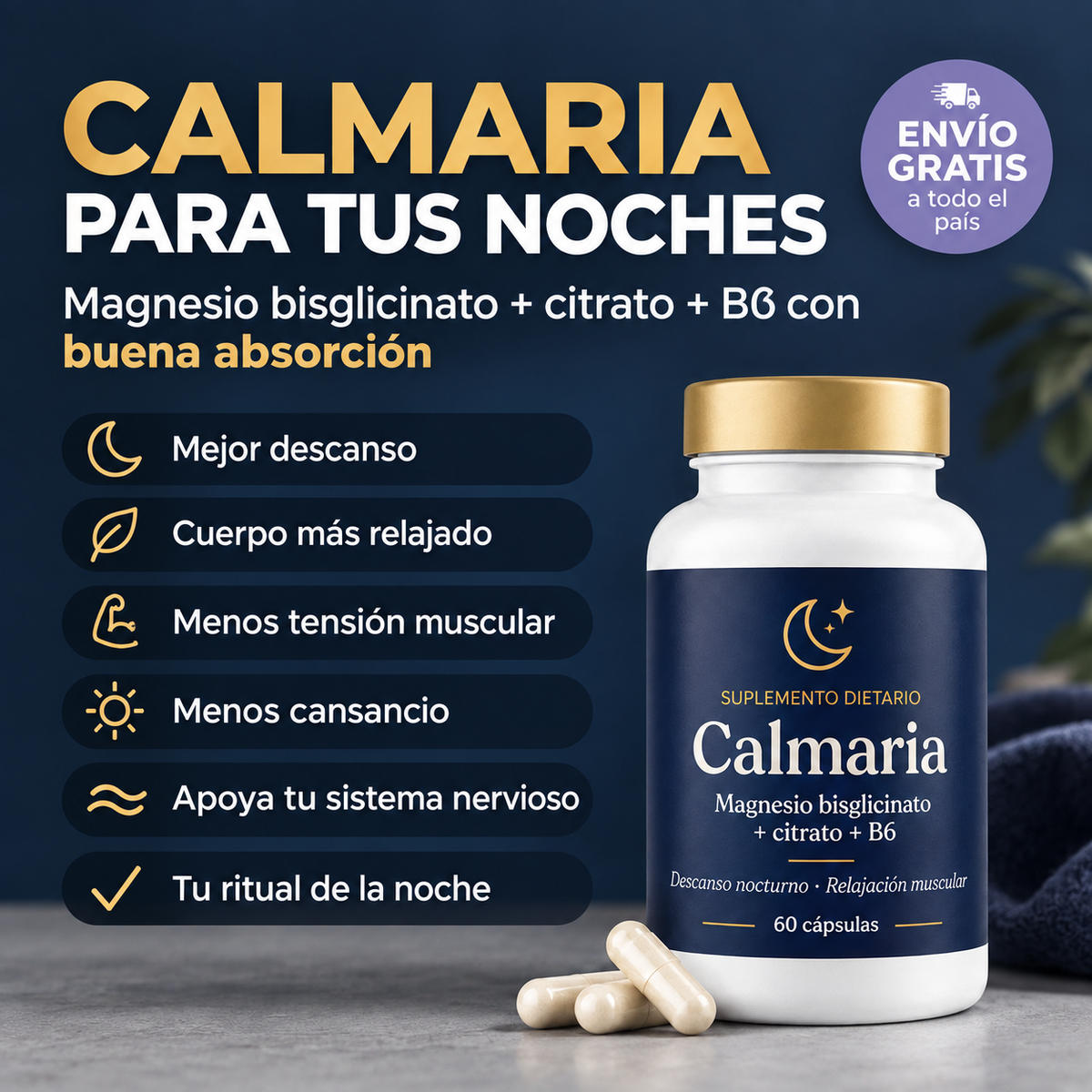 Calmaria: Complejo de Magnesio 3 en 1