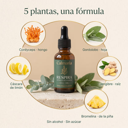 Calmaria Respira · Gotas de 5 plantas para fumadores y exfumadores